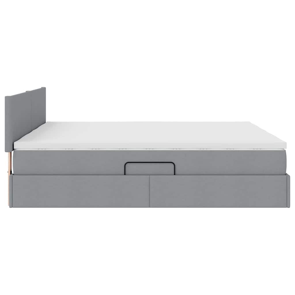 Krevet S LED lampica Svijetlo siva 180 x 200 cm tkanina