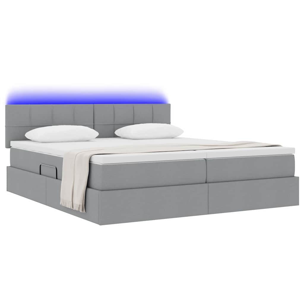 Krevet S LED lampica Svijetlo siva 180 x 200 cm tkanina