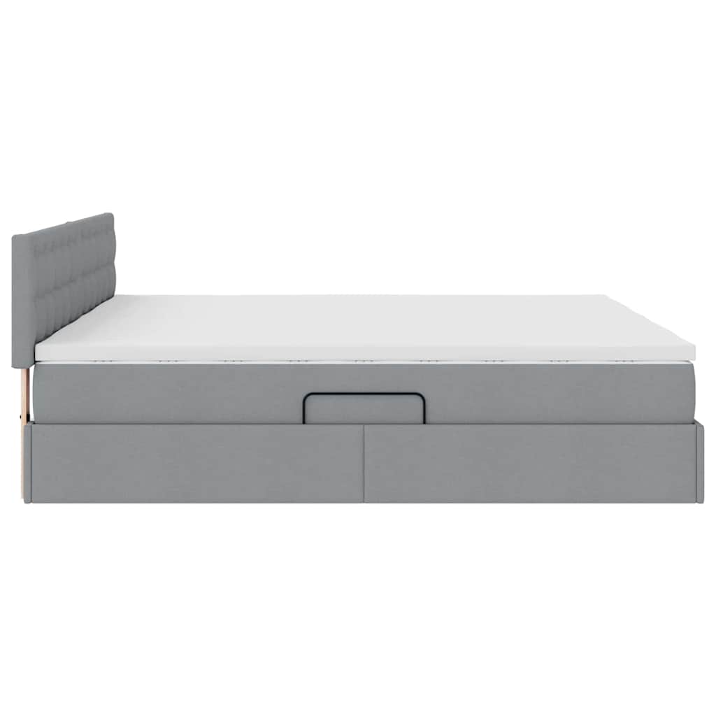 Krevet S LED lampica Svijetlo siva 200 x 200 cm tkanina