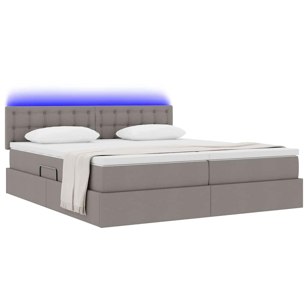 Krevet S LED lampica s pohranom Sivo-smeđa 200 x 200 cm tkanina