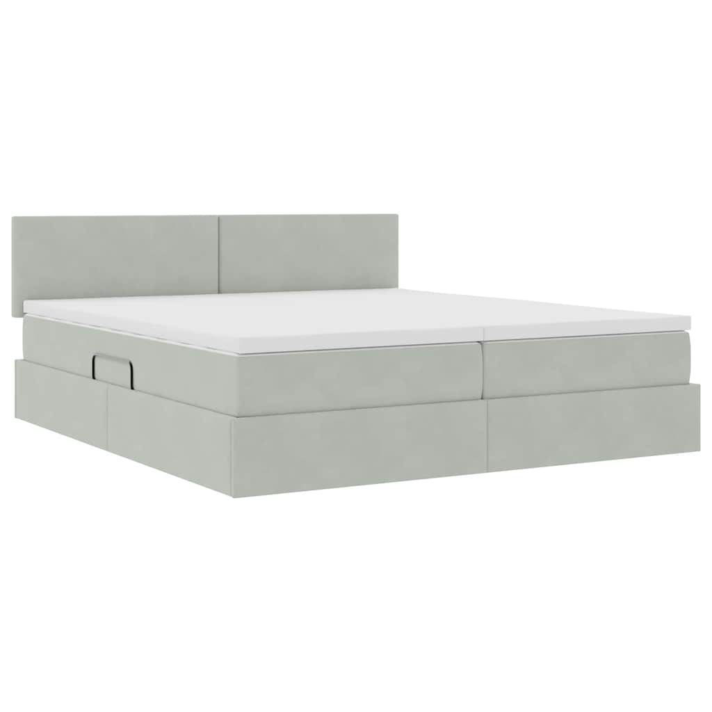 Krevet s LED trakama Svijetlo siva 200 x 200 cm Baršun