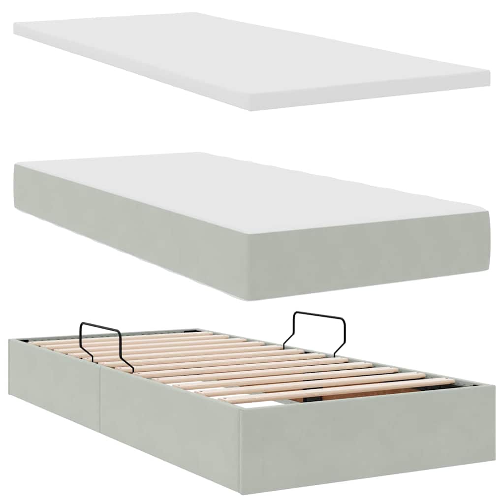 Krevet s LED trakama Svijetlo siva 200 x 200 cm Baršun