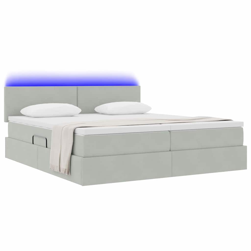 Krevet s LED trakama Svijetlo siva 200 x 200 cm Baršun