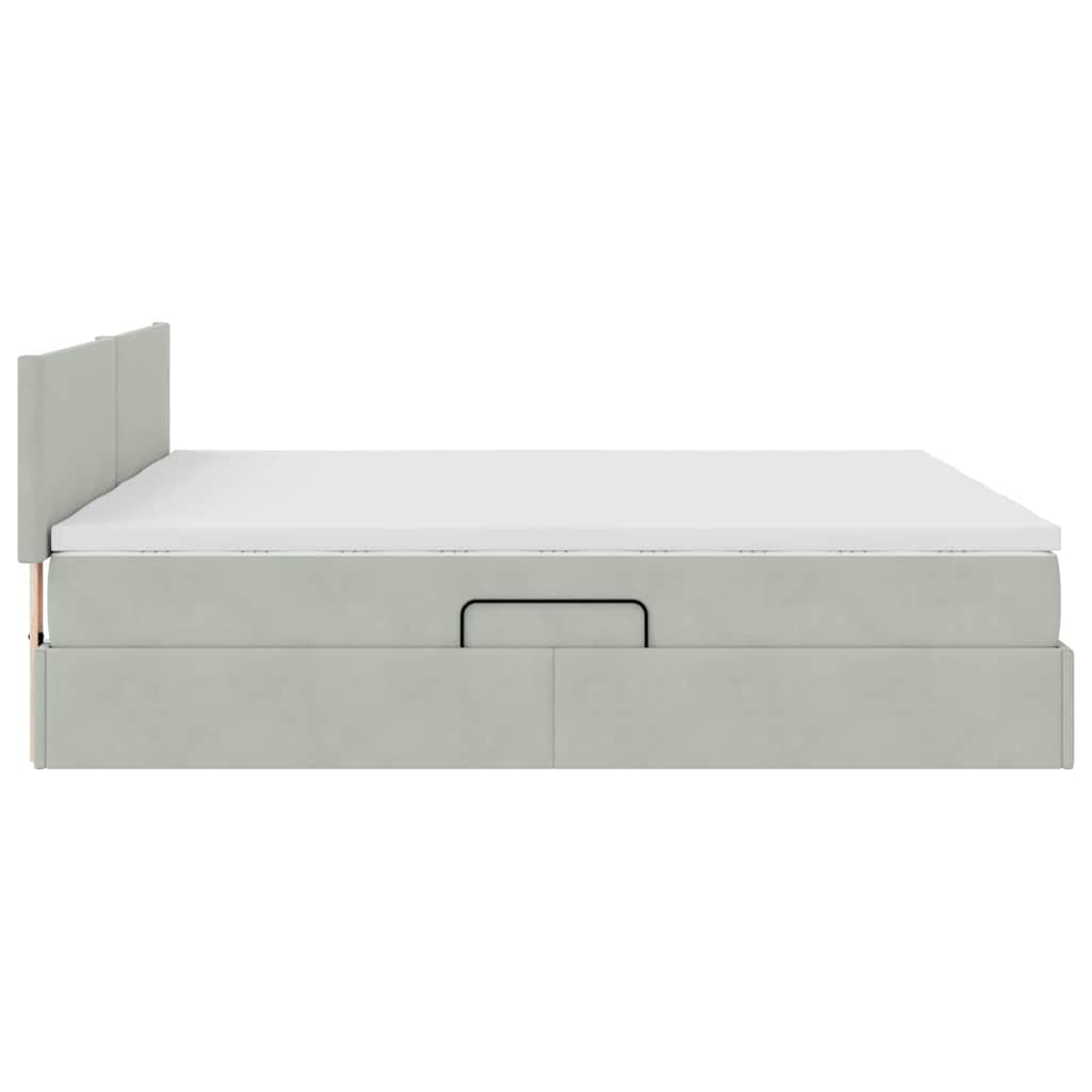 Krevet s LED trakama Svijetlo siva 200 x 200 cm Baršun