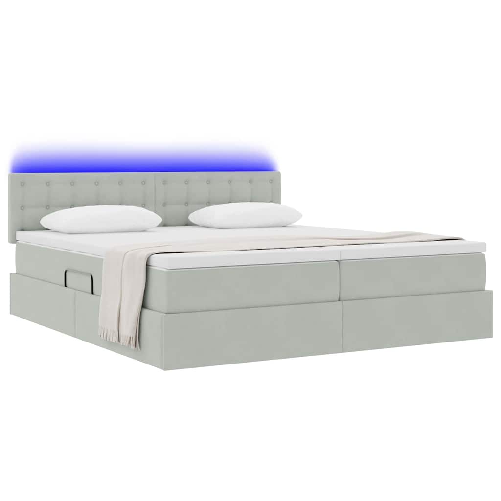 Krevet s LED trakama Svijetlo siva 180 x 200 cm Baršun