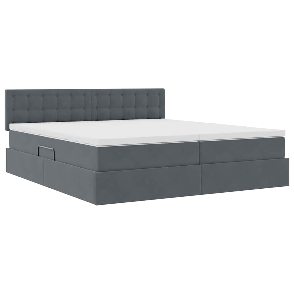 Krevet s LED trakama s pohranom Tamno siva 180 x 200 cm Baršun