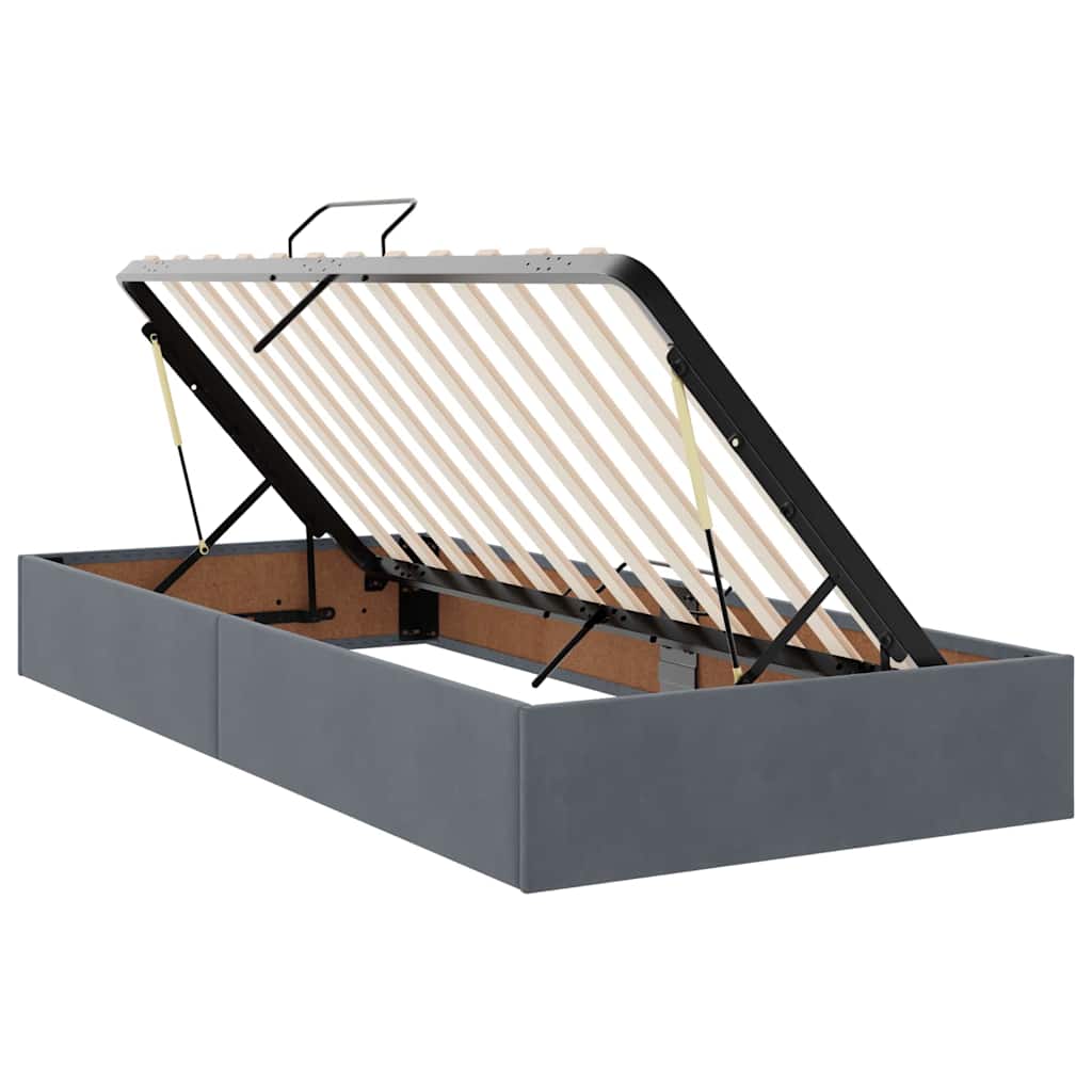 Krevet s LED trakama s pohranom Tamno siva 180 x 200 cm Baršun