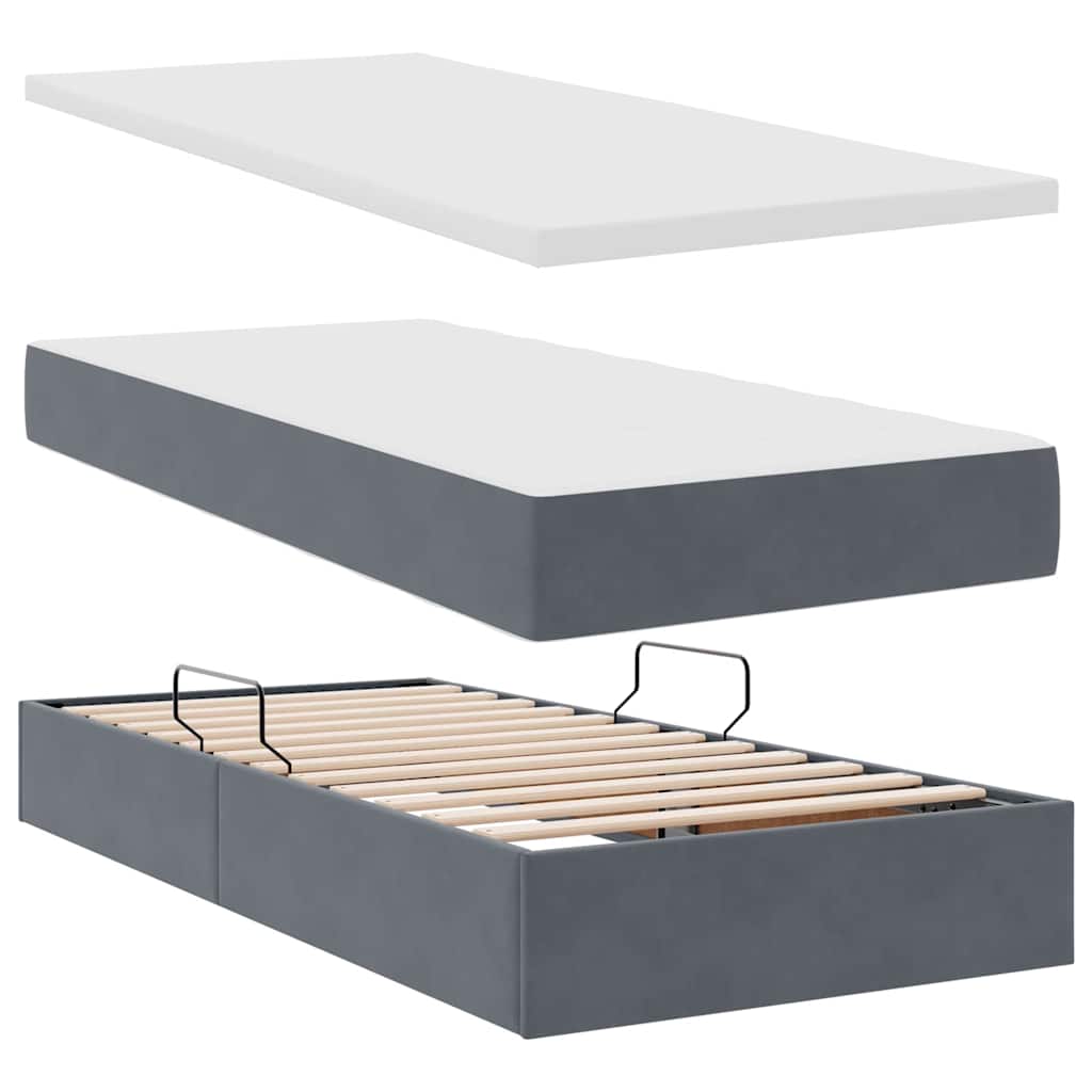Krevet s LED trakama s pohranom Tamno siva 180 x 200 cm Baršun