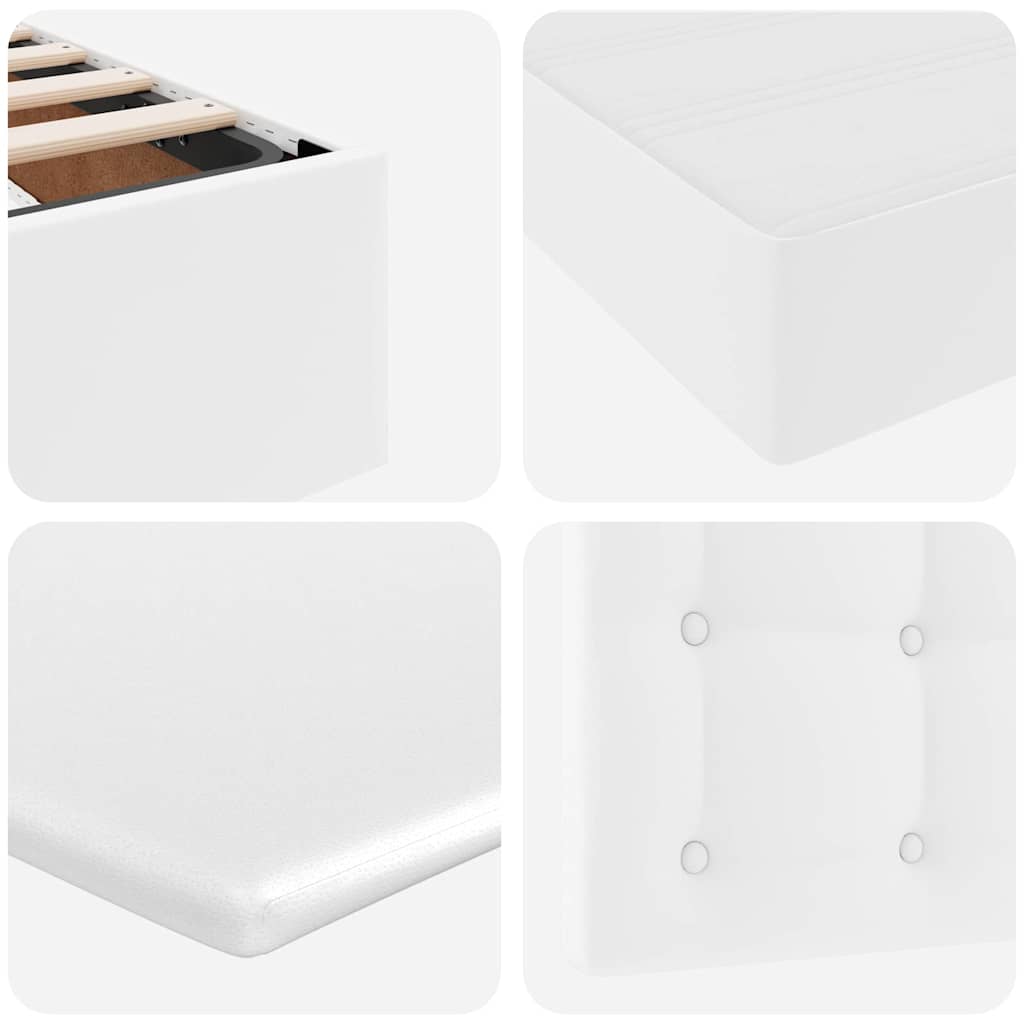 Krevet s od storage Čista bijela 90 x 200 cm Lažna koža