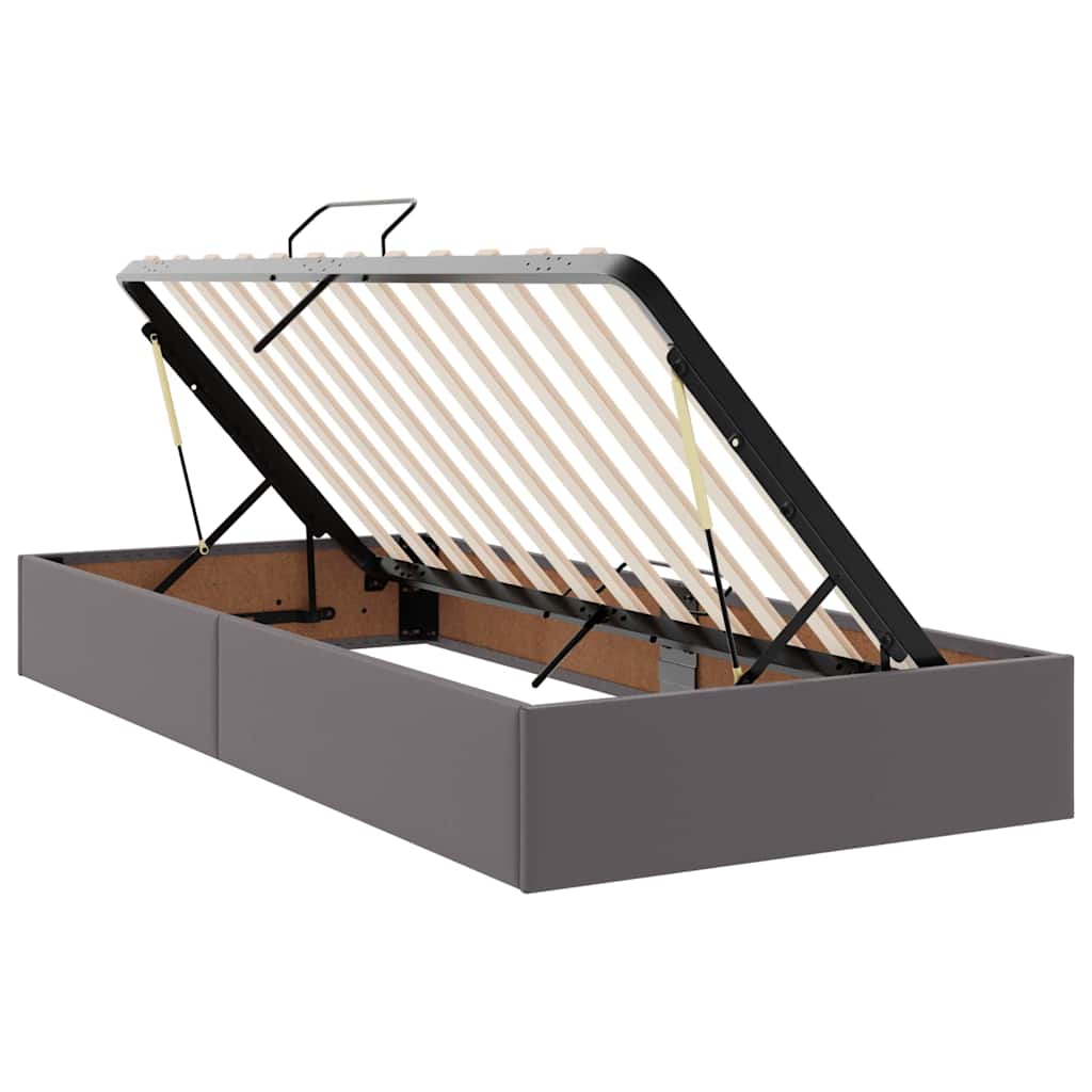 Krevet s od storage s madracem Siva 90 x 200 cm Lažna koža