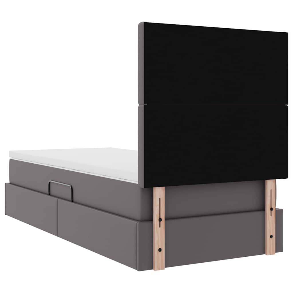 Krevet s od storage s madracem Siva 90 x 200 cm Lažna koža