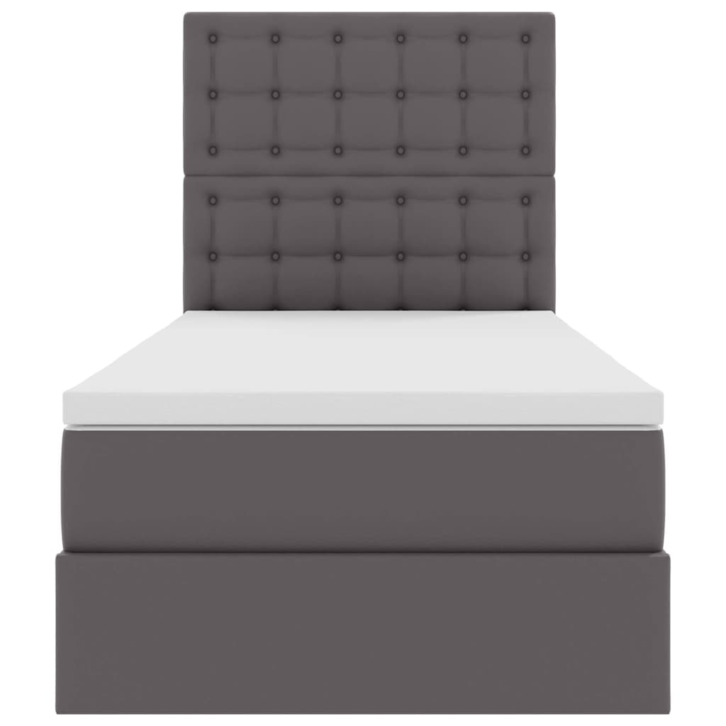 Krevet s od storage s madracem Siva 90 x 200 cm Lažna koža