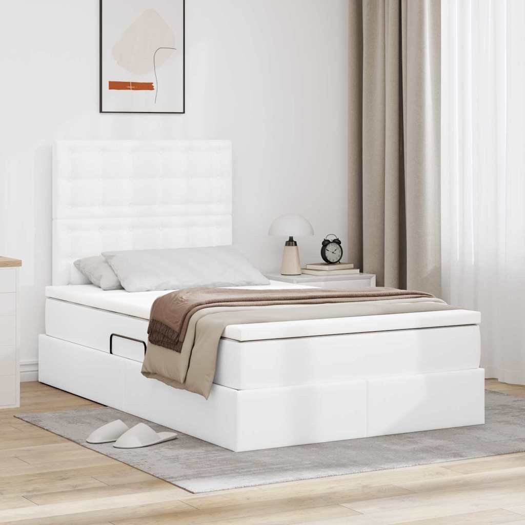 Krevet s od storage Čista bijela 120 x 200 cm Lažna koža