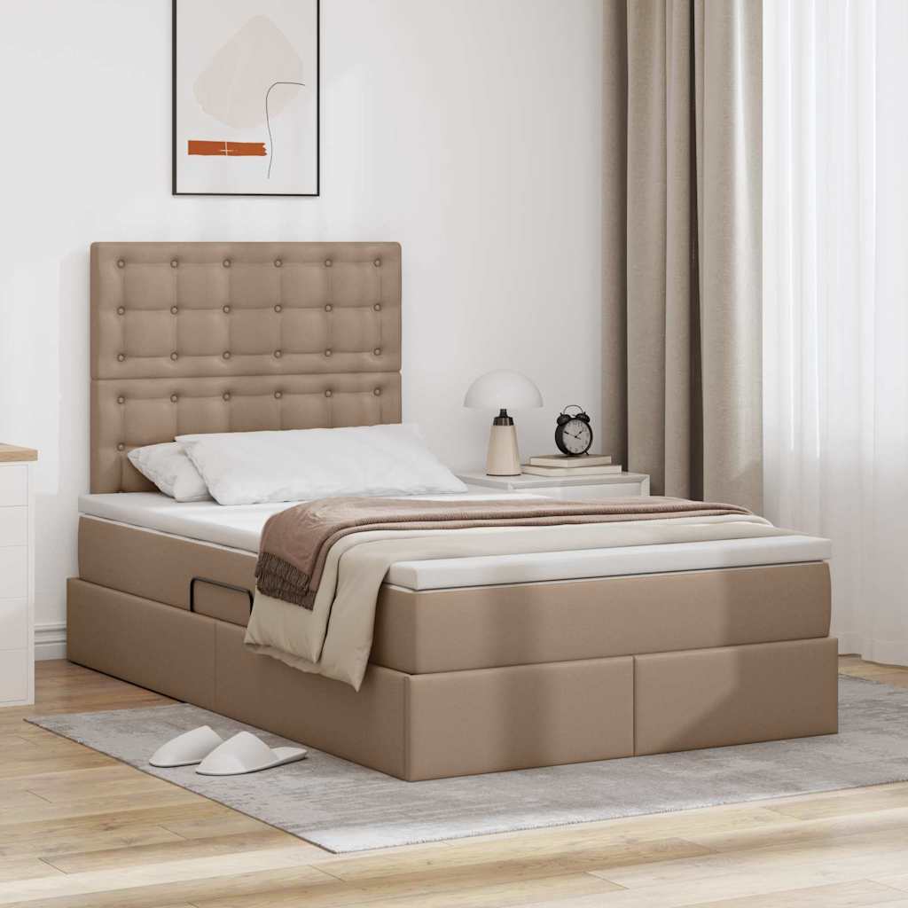 Krevet s od storage s madracem Kapućino 120 x 200 cm Lažna koža