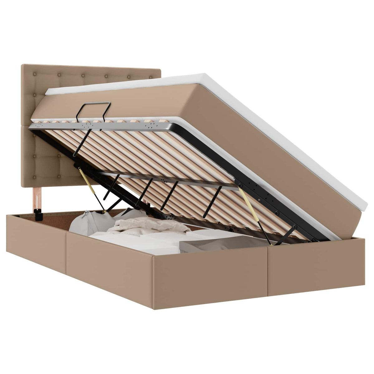 Krevet s od storage s madracem Kapućino 120 x 200 cm Lažna koža