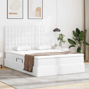 Krevet s od storage Čista bijela 140 x 190 cm Lažna koža