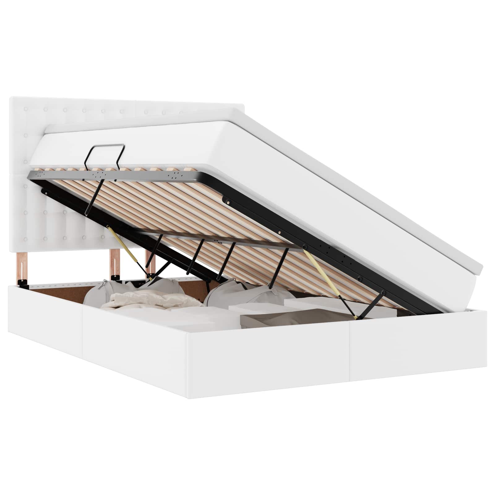 Krevet s od storage Čista bijela 140 x 190 cm Lažna koža