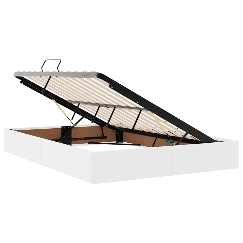 Krevet s od storage Čista bijela 140 x 190 cm Lažna koža