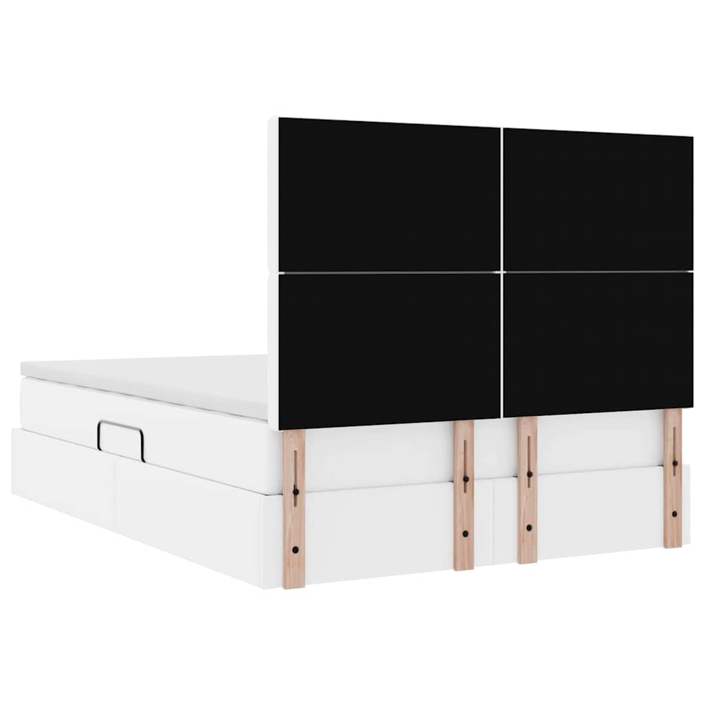 Krevet s od storage Čista bijela 140 x 190 cm Lažna koža