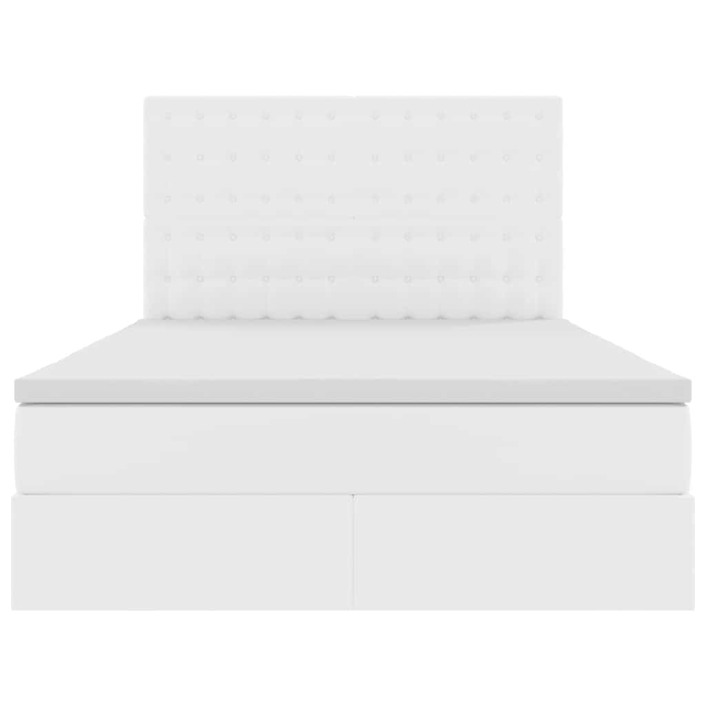 Krevet s od storage Čista bijela 140 x 190 cm Lažna koža