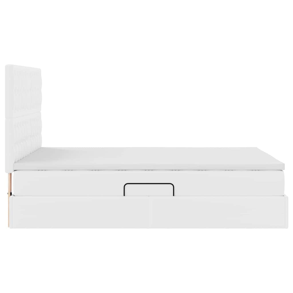 Krevet s od storage Čista bijela 140 x 190 cm Lažna koža