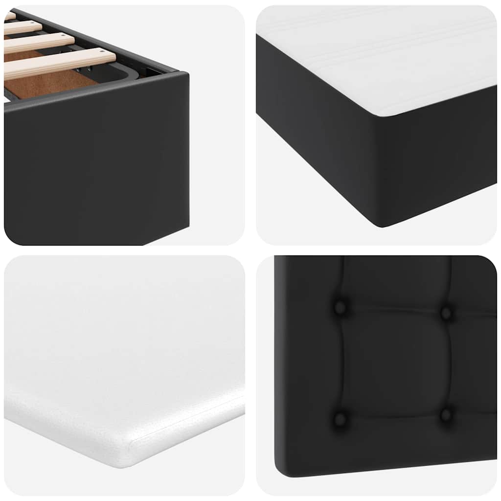 Krevet s od storage s madracem Crna 140 x 200 cm Lažna koža