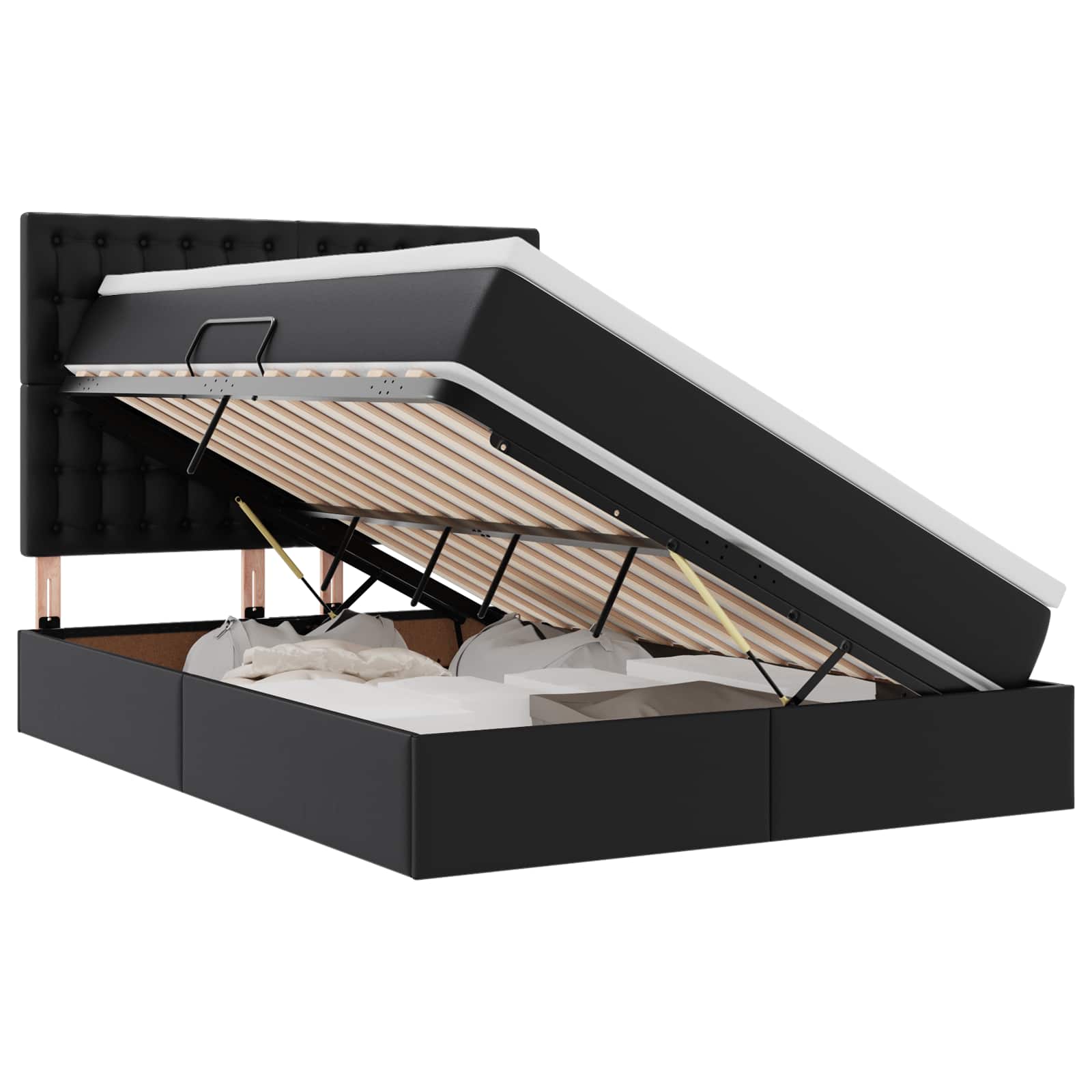 Krevet s od storage s madracem Crna 140 x 200 cm Lažna koža