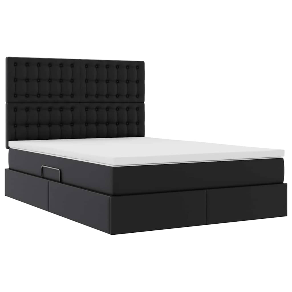 Krevet s od storage s madracem Crna 140 x 200 cm Lažna koža