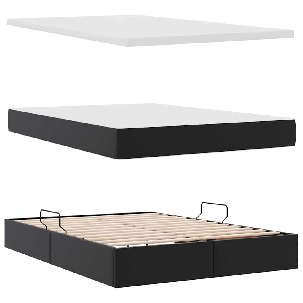 Krevet s od storage s madracem Crna 140 x 200 cm Lažna koža
