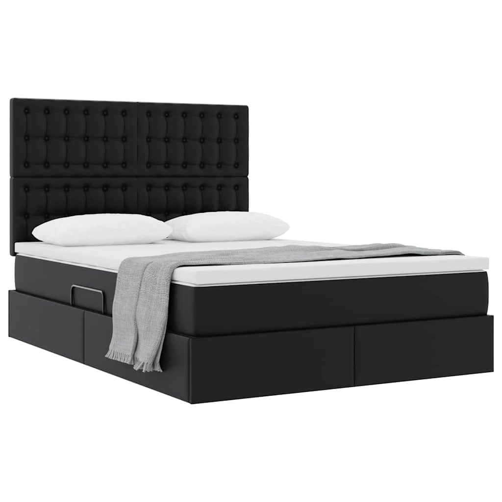 Krevet s od storage s madracem Crna 140 x 200 cm Lažna koža