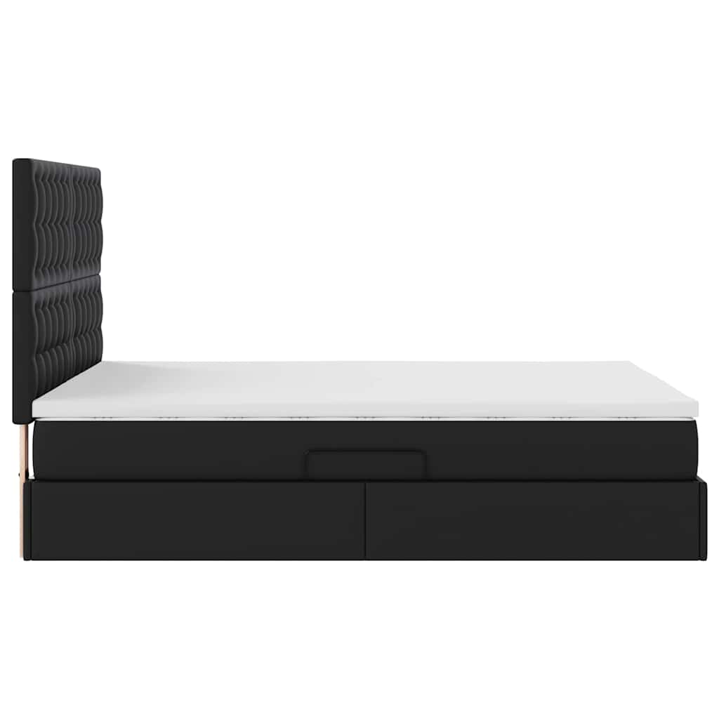 Krevet s od storage s madracem Crna 140 x 200 cm Lažna koža