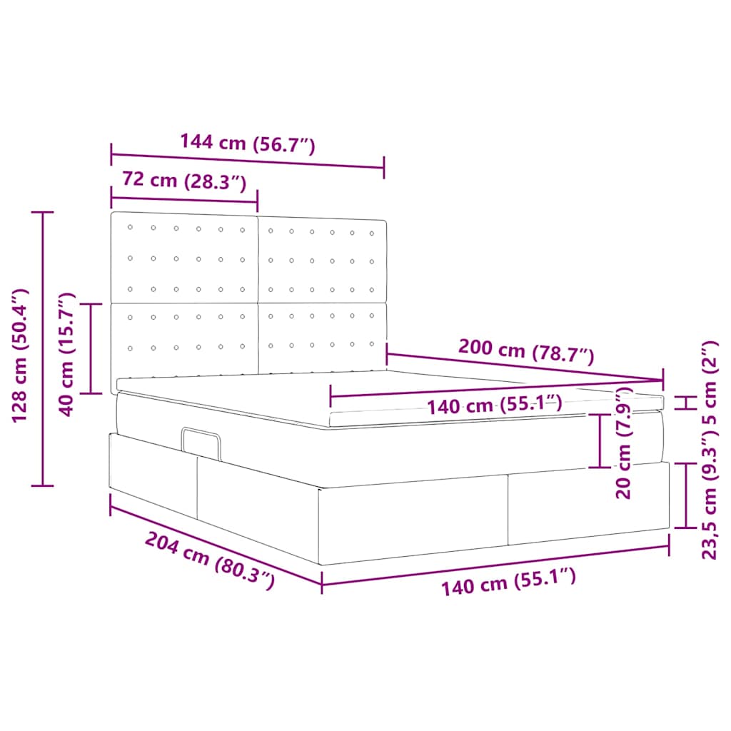 Krevet s od storage s madracem Crna 140 x 200 cm Lažna koža
