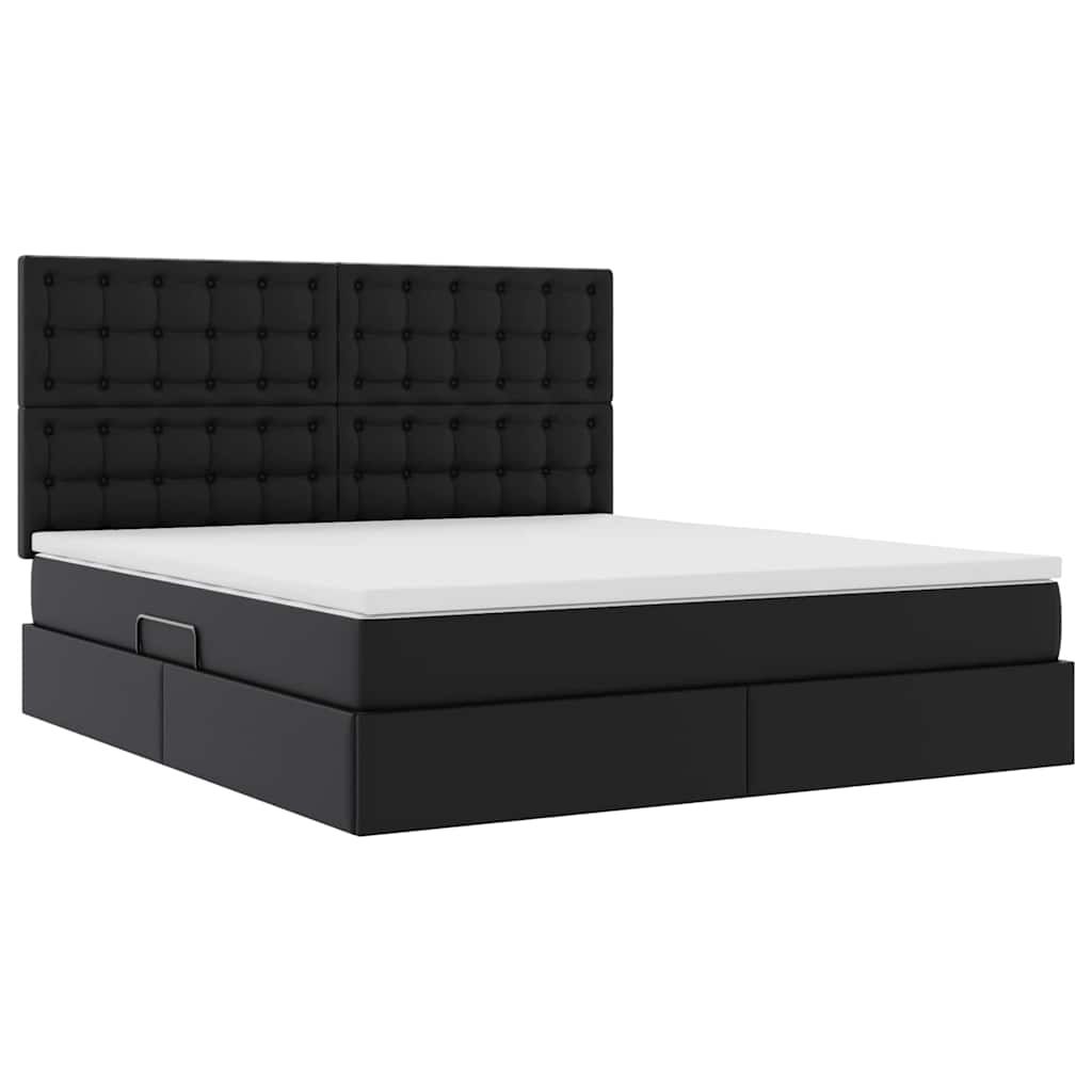 Krevet s od storage s madracem Crna 160 x 200 cm Lažna koža