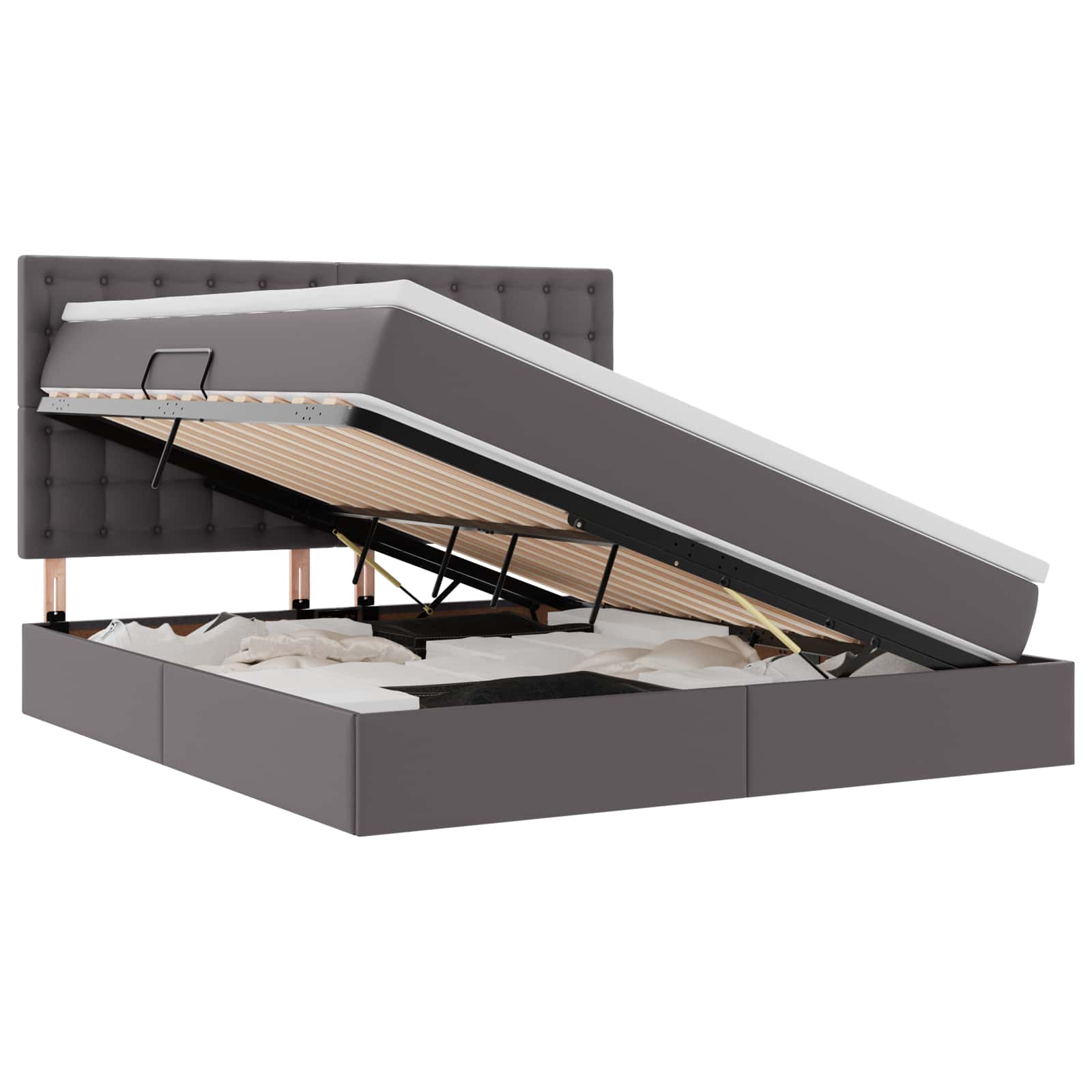 Krevet s od storage s madracem Siva 160 x 200 cm Lažna koža