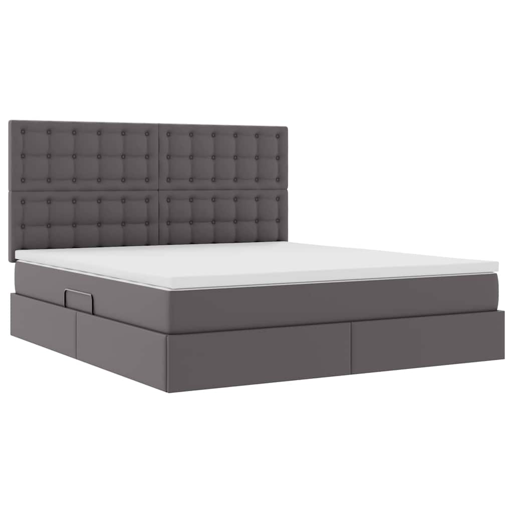 Krevet s od storage s madracem Siva 160 x 200 cm Lažna koža