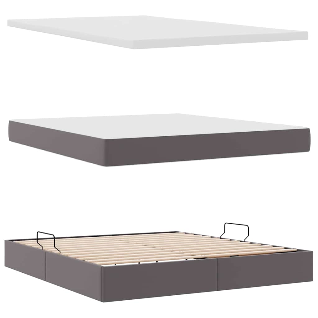 Krevet s od storage s madracem Siva 160 x 200 cm Lažna koža