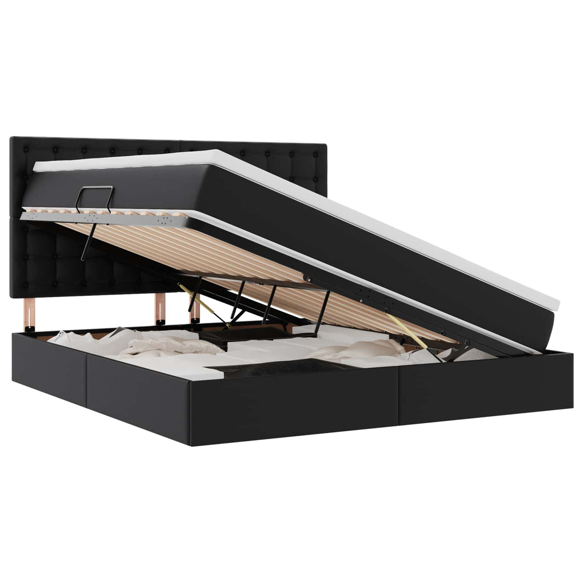 Krevet s od storage s uzglavljem Crna 180 x 200 cm Lažna koža