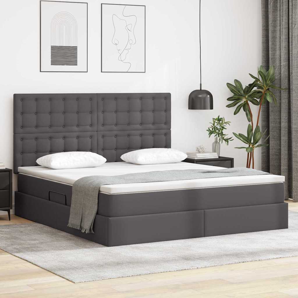 Krevet s od storage s madracem Siva 180 x 200 cm Lažna koža