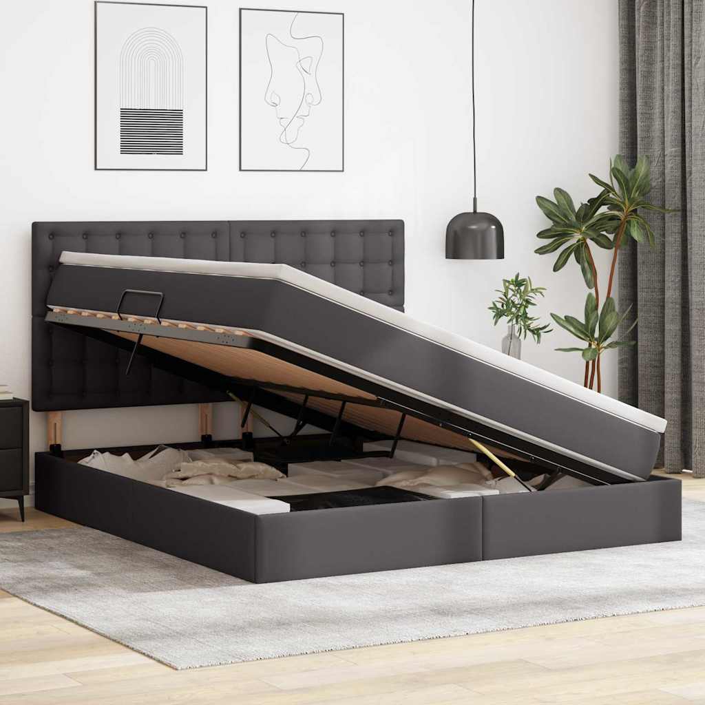 Krevet s od storage s madracem Siva 180 x 200 cm Lažna koža