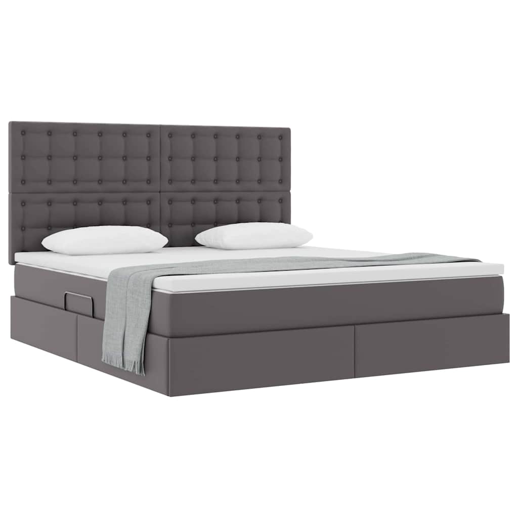 Krevet s od storage s madracem Siva 180 x 200 cm Lažna koža