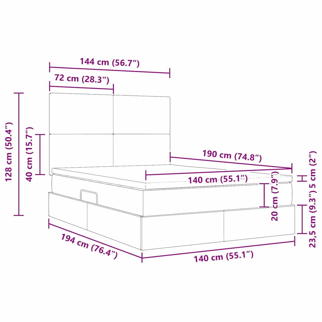 Krevet s madracem i skladištem Crna 140 x 190 cm Poliester