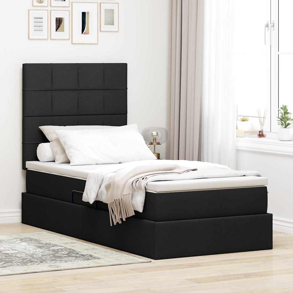 Krevet s madracem i skladištem Crna 90 x 200 cm tkanina