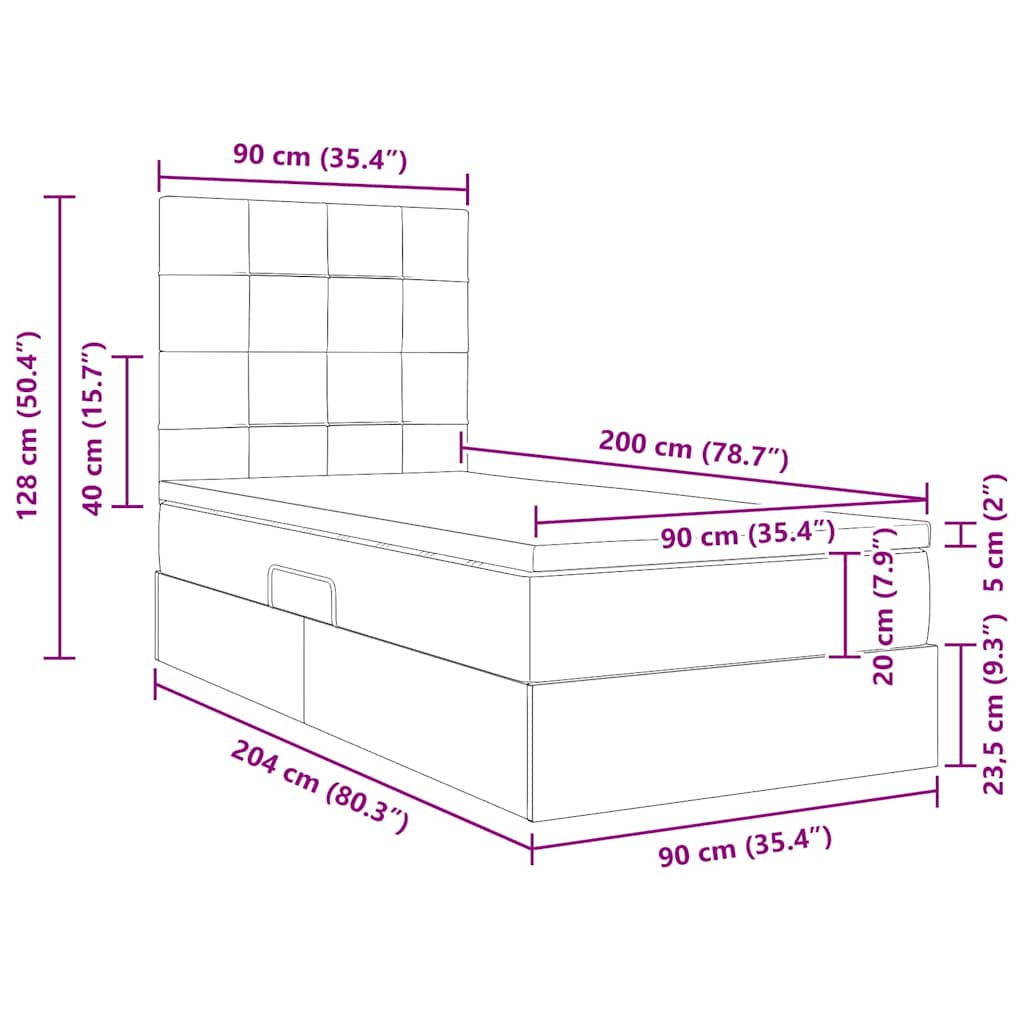 Krevet s madracem i skladištem Plava 90 x 200 cm Poliester