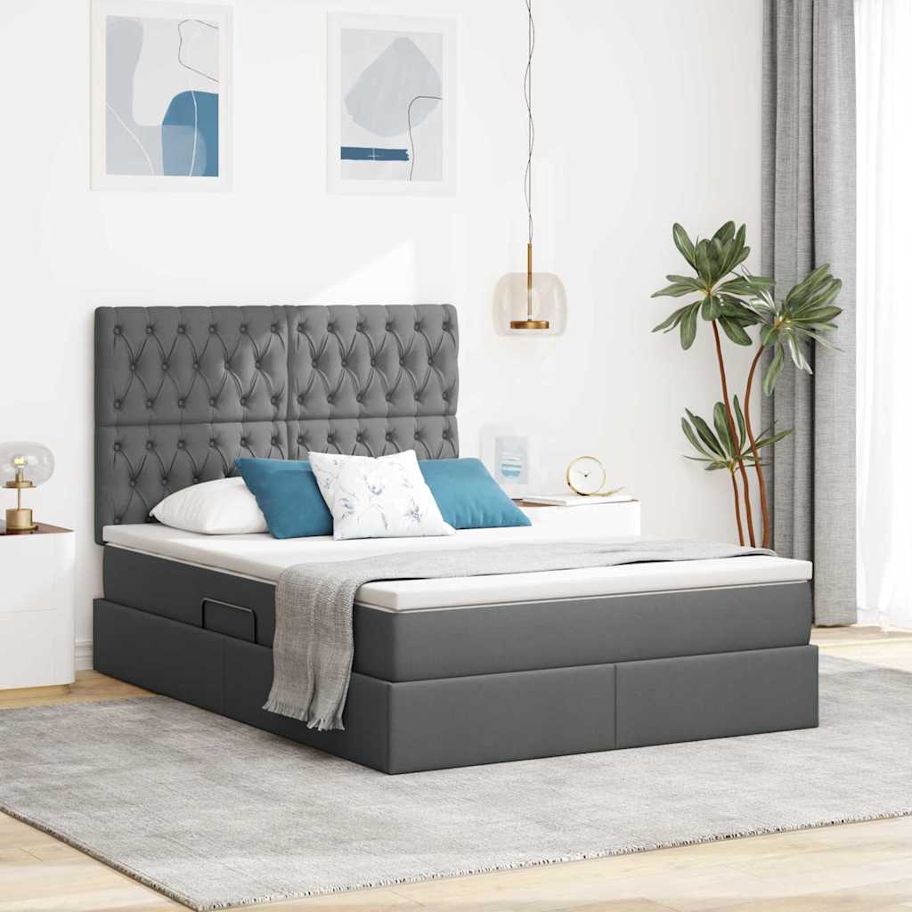 Krevet s madracem i skladištem Tamno siva 140 x 190 cm