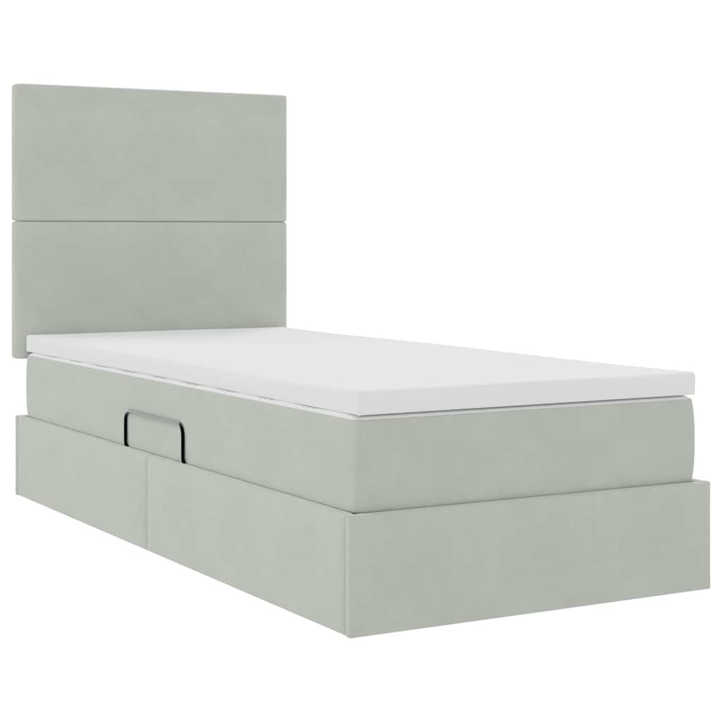 Krevet s madracem i skladištem Svijetlo siva 90 x 200 cm Baršun