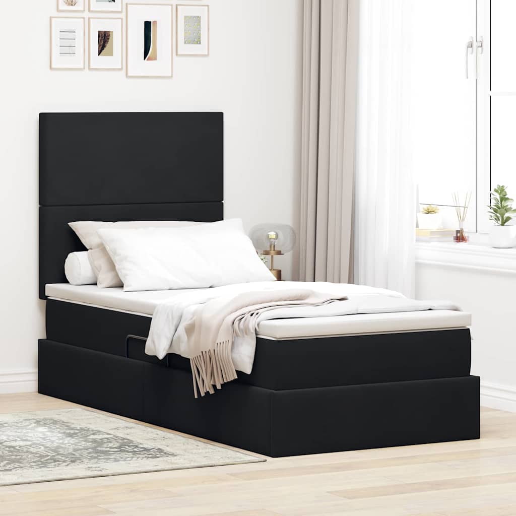 Krevet s madracem i skladištem Crna 100 x 200 cm Baršun