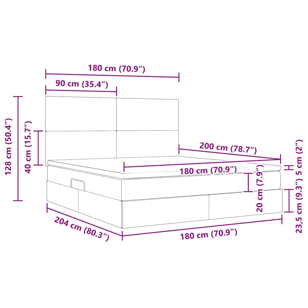 Krevet s madracem i skladištem Crna 180 x 200 cm Baršun