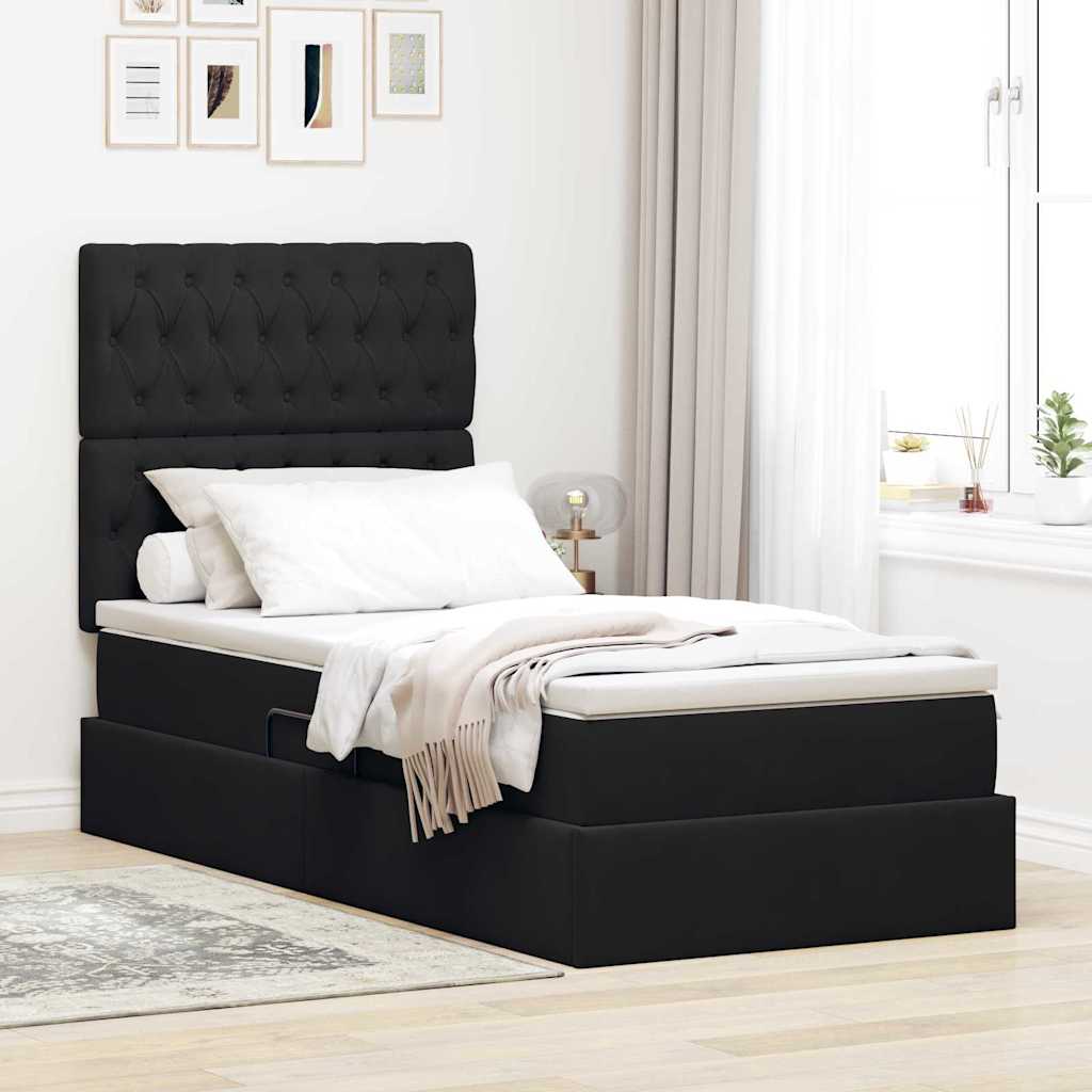 Krevet s madracem i skladištem Crna 90 x 200 cm Baršun