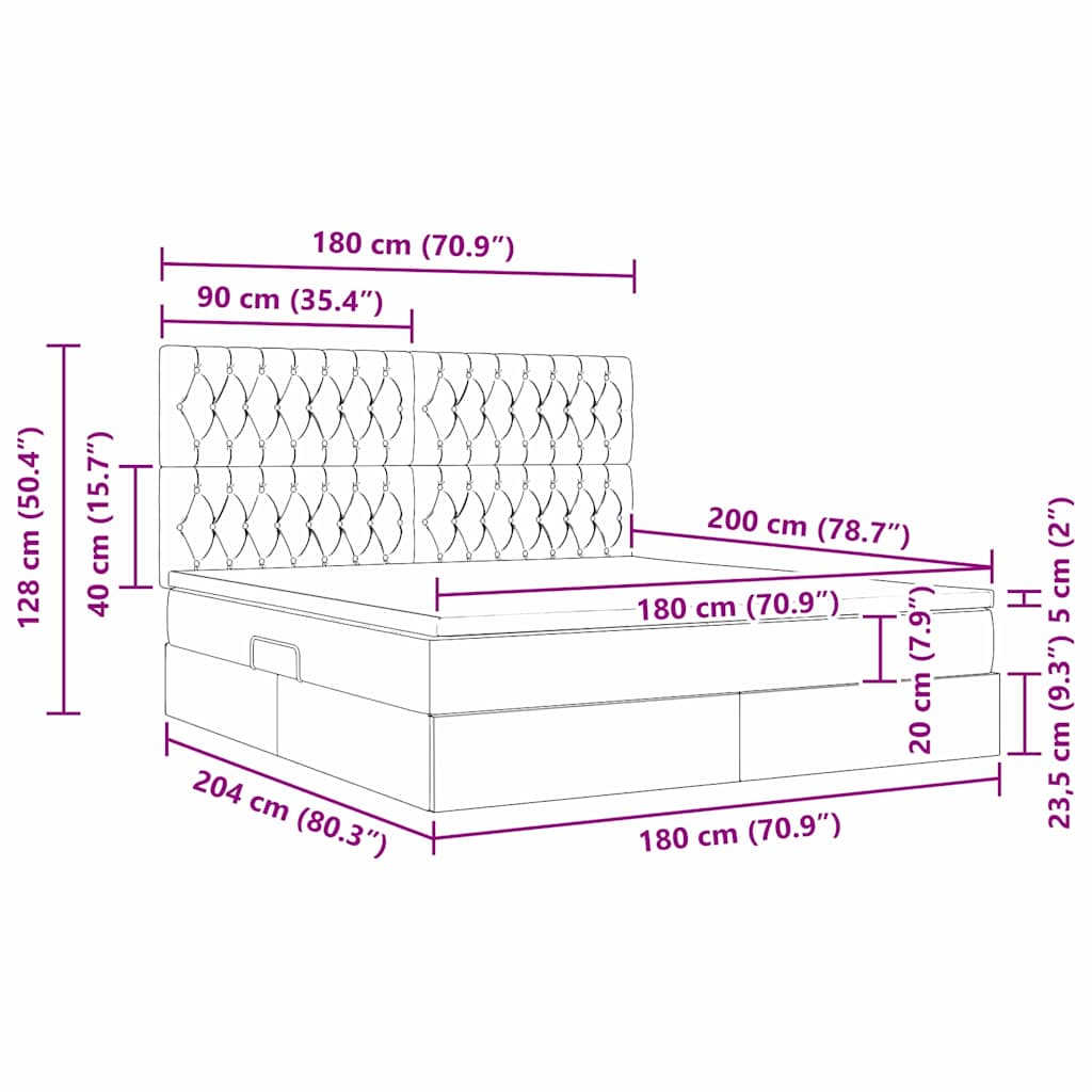 Krevet s madracem i skladištem Crna 180 x 200 cm Baršun