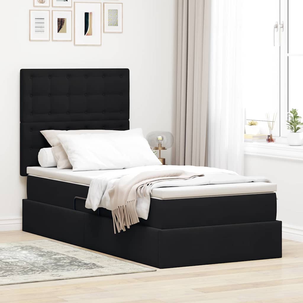 Krevet s madracem i skladištem Crna 90 x 200 cm Baršun